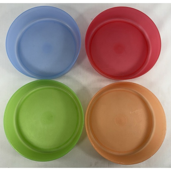 Tupperware 6" Round Storage Containers Set of 4 w Lids Red Blue Green Orange - Picture 7 of 13